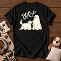 Boo-P Ghost Dog Tee — funny dog t-shirt in Black, Comfort Colors 1717 flat lay