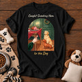 Caught Sneaking Ham Dog Tee — funny dog t-shirt in Black, Comfort Colors 1717 flat lay