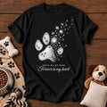 Dandelion Paw Dog Memorial Tee — dog memorial t-shirt in Black, Comfort Colors 1717 flat lay