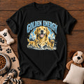 Golden Retriever Energy Tee — funny dog t-shirt in Black, Comfort Colors 1717 flat lay