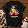 Golden Retriever I Can Explain Tee — funny dog t-shirt in Black, Comfort Colors 1717 flat lay