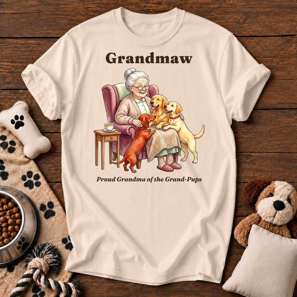 Grandmaw Dog Tee — funny dog t-shirt in Ivory, Comfort Colors 1717 flat lay