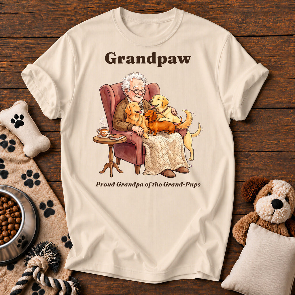 Grandpaw Dog Tee — funny dog t-shirt in Ivory, Comfort Colors 1717 flat lay