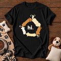 Hi. Butt Sniffing Dogs Tee — funny dog t-shirt in Black, Comfort Colors 1717 flat lay