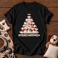 Merry Woofmas Dog Tree Tee — funny dog t-shirt in Black, Comfort Colors 1717 flat lay