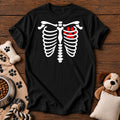 Paw Heart X-Ray Skeleton Tee — funny dog t-shirt in Black, Comfort Colors 1717 flat lay